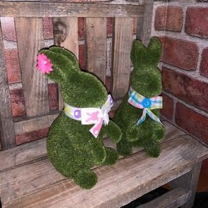 Moss Bunnies tiered tray spring Easter farmhouse decor